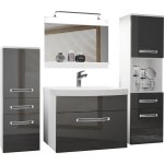 Belini - meuble de salle de bain lavabo inclus, meuble sous - vasque, miroir et 2x cabinet largeur: 140 ...