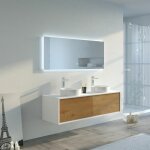 Meuble de salle de bain maruca 1400 bois naturel et blanc