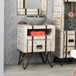 Meuble de salle de bain en mindi 60 cm loft blanc