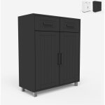 Meuble de salle de bain moderne polyvalent 2 portes 2 tiroirs 60cm takari - gris