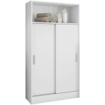 Meuble de salle de bain polyvalent � 2 portes coulissantes en m�lamin� blanc 81 x 157 cm