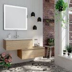 Cosyneo - meuble de salle de bain simple vasque - 2 tiroirs - bambou (chêne clair) - pena et miroir led ... Cosyneo - meuble de salle de bain simple vasque - 2 tiroirs - bambou (chêne clair) - pena et miroir led ...