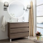 Cosyneo - meuble de salle de bain simple vasque - 3 tiroirs - britannia (chne fonc) - tiris 3c et miroir ...