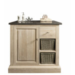 Hellin - meuble de salle de bain simple vasque chne blanchi et pierre l90 - vrone