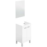 Meuble de salle de bain au sol 50 cm 2 portes blanc brillant avec miroir et lavabo encastr� ? oxford ...