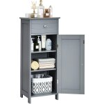 Costway - meuble de salle de bain sur pieds avec 1 porte, tiroir, 2 �tag�res r�glables et dispositif ...