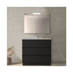 Meuble de salle de bain sur pied 80 cm noir satin� avec vasque en porcelaine - nova - standard