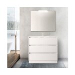Abitare - meuble de salle de bain sur pied en bois blanc brillant 100 cm avec vasque en porcelaine - ...