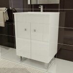 Cuisibane ? meuble salle de bain sur pieds avec vasque simple 60 cm ? 2 portes ? caisson mont� ? mat�riau ...