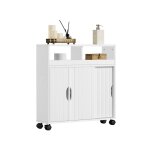 Yaheetech - meuble salle de bain sur roulettes, porte coulissant, etagre rglable, 69, 5  20  71, ...