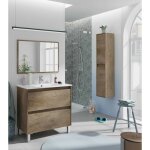 Meuble de salle de bain au sol 80 cm nordik avec miroir - ravenna - couleur avec double colonne et lampe ... Meuble de salle de bain au sol 80 cm nordik avec miroir - ravenna - couleur avec double colonne et lampe ...