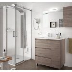 Caesaroo - meuble de salle de bain sur pied 85 cm en bois de noyer maya avec lavabo intgr - nova - ...
