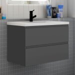 Biubiubath - meuble de salle de bain suspendre avec vasque 2 tiroirs fermeture amortie meuble de rangement ...