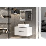 Abitare - meuble de salle de bain suspendu 120 cm en bois blanc brillant avec vasque à poser - liverpool ... Abitare - meuble de salle de bain suspendu 120 cm en bois blanc brillant avec vasque à poser - liverpool ...