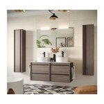 Meuble de salle de bain suspendu 120 cm en bois de chne ternit avec vasque - astoria - 120 cm avec ...