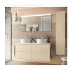 Abitare - meuble de salle de bain suspendu 120 cm en bois nordick avec double vasque - olympus - 120 ...