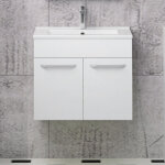 Meubles de salle de bain suspendus, 60 cm meuble blanc avec 2 portes 60cm