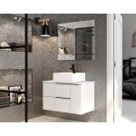 Meuble de salle de bain suspendu 80 cm en bois blanc brillant avec lavabo - liverpool - 80 cm standard ...
