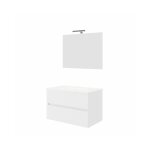 Meuble salle de bain suspendu 80 cm lavabo 2 tiroirs miorir easy 80 - blanc brillant