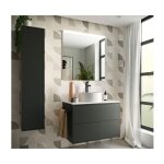 Abitare - meuble de salle de bain suspendu 80 cm en bois noir mat avec vasque - olympus - 80 cm standard ... Abitare - meuble de salle de bain suspendu 80 cm en bois noir mat avec vasque - olympus - 80 cm standard ...