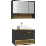 Vente - unique - meuble de salle de bain suspendu anthracite avec vasque à poser et armoire de toilette ... Vente - unique - meuble de salle de bain suspendu anthracite avec vasque à poser et armoire de toilette ...