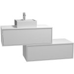 Vente - unique - meuble de salle de bain suspendu blanc avec simple vasque carre et deux tiroirs - 94 ...