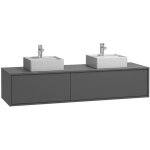 Vente - unique - meuble de salle de bain suspendu coloris gris anthracite avec double vasque - l150 cm ... Vente - unique - meuble de salle de bain suspendu coloris gris anthracite avec double vasque - l150 cm ...