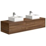 Vente - unique - meuble de salle de bain suspendu coloris naturel fonc avec double vasque - l150 cm ...