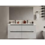 Meuble de salle de bain suspendu avec double vasque � encastrer - blanc - 120 cm - selita