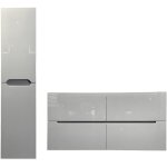 Meuble de salle de bain suspendu avec double vasque à encastrer et colonne - gris - 120 cm - selita Meuble de salle de bain suspendu avec double vasque à encastrer et colonne - gris - 120 cm - selita