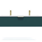 Meuble de salle de bain suspendu double vasque int�gr�e 120cm 1 tiroir bleu - venice