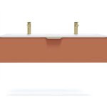 Meuble de salle de bain suspendu double vasque int�gr�e 120cm 1 tiroir terracotta - venice