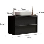 Meuble de salle de bain suspendu frassi ? 92 cm ? noir cendr ? vier inclus ? 2 tiroirs