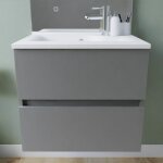 Meuble salle de bain suspendu tout inox 60 cm rosinox - gris - plan vasque en rsine