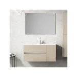Meuble de salle de bains  suspendu itaca avec lavabo et miroir. livr assembl 90 cm avec le vasque ...