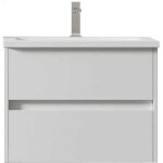 Meuble de salle de bain suspendu lerma 60 cm blanc brillant