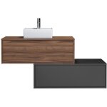 Vente - unique - meuble de salle de bain suspendu naturel fonc et anthracite avec simple vasque carre ...