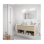 Meuble de salle de bain suspendu nova 120 cm en bois marron caldonie avec vasque intgr - 120 cm avec ...