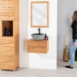 Wanda collection - meuble salle de bain suspendu en teck cosy 50cm