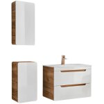 Vente - unique - meuble de salle de bain suspendu avec vasque  encastrer et deux colonnes - 80 cm - ...