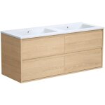 Meuble de salle de bain suspendu avec vasque � encastrer - placage ch�ne - 120 cm - milipam