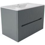 Meuble de salle de bain suspendu avec vasque � encastrer - stri� gris - 80 cm - pavani