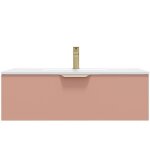 Homifab - meuble de salle de bain suspendu vasque intégrée 90cm 1 tiroir abricot - venice Homifab - meuble de salle de bain suspendu vasque intégrée 90cm 1 tiroir abricot - venice