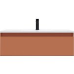 Homifab - meuble de salle de bain suspendu vasque intgre 90cm 1 tiroir terracotta - hudson