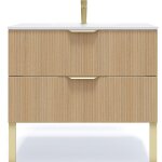 Homifab - meuble de salle de bain suspendu vasque int�gr�e 90cm 2 tiroirs ch�ne cannel� - venice