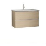 Meuble de salle de bain suspendu wabi 80x60x45 cm avec lavabo et 2 tiroirs soft - close, finition chêne ... Meuble de salle de bain suspendu wabi 80x60x45 cm avec lavabo et 2 tiroirs soft - close, finition chêne ...