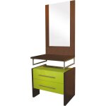 Ondee - zen - meuble de salle de bain tango - a poser - 2 tiroirs - miroir - 70cm - laqu� vert
