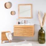 Meuble salle de bain en teck et céramique aktual 90 cm Meuble salle de bain en teck et céramique aktual 90 cm