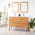 Meuble salle de bain en teck et cramique ananta 120 cm