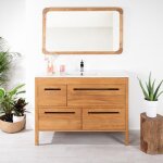 Meuble salle de bain en teck et cramique sira solo 120 cm